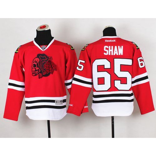 Chicago Blackhawks #65 Andrew Shaw Red(Red Skull) Stitched Youth Jersey Youth