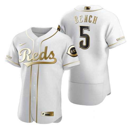 Cincinnati Cincinnati Reds #5 Johnny Bench White Men's Authentic Golden Edition Jersey Men's