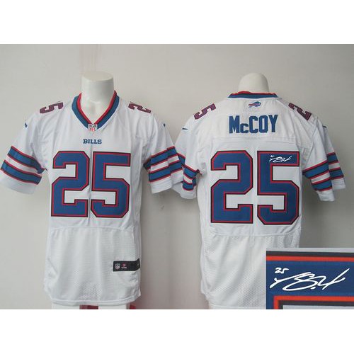 Buffalo Bills #25 LeSean McCoy White Men's Stitched Elite Autographed Jersey Men's