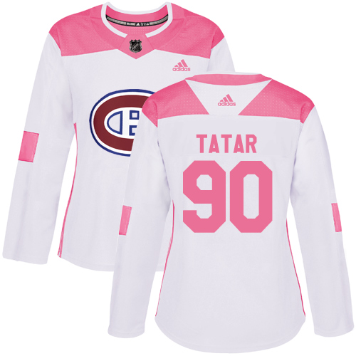 Adidas Montreal Canadiens #90 Tomas Tatar White/Pink Authentic Fashion Women's Stitched Jersey Womens