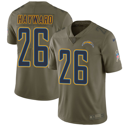 Los Angeles Chargers #26 Casey Hayward Olive Men's Stitched Limited 2017 Salute to Service Jersey Men's