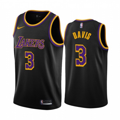 Los Angeles Los Angeles Lakers #3 Anthony Davis Black Swingman 2020-21 Earned Edition Jersey Mens