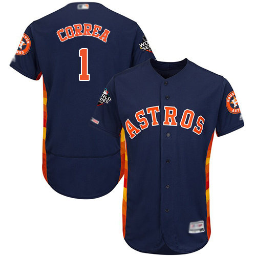Houston Astros #1 Carlos Correa Navy Blue Flexbase Authentic Collection 2019 World Series Bound Stitched Jersey Men's