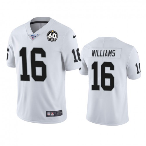 Las Vegas Raiders #16 Tyrell Williams White 60th Anniversary Vapor Limited Stitched 100th Season Jersey Men's