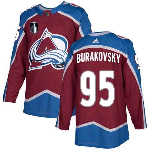 Adidas Colorado Avalanche #95 Andre Burakovsky Burgundy Youth 2022 Stanley Cup Final Patch Home Authentic Stitched Jersey Youth