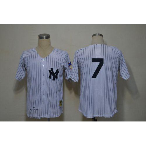 Mitchell And Ness 1951 New York Yankees #7 Mickey Mantle White Throwback Stitched Jersey Men's