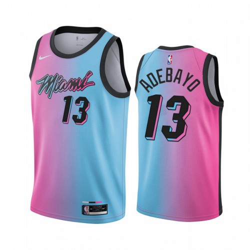 Miami Heat #13 Bam Adebayo Blue Pink Swingman 2020-21 City Edition Jersey Mens