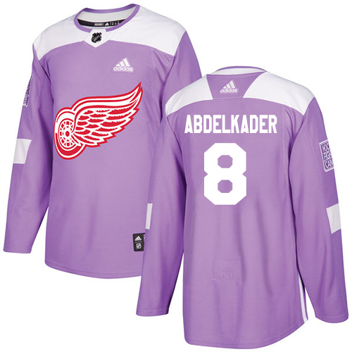 Adidas Detroit Red Wings #8 Justin Abdelkader Purple Authentic Fights Cancer Stitched Jersey Men's