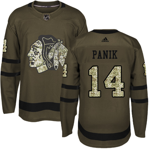 Adidas Chicago Blackhawks #14 Richard Panik Green Salute to Service Stitched Jersey Men's