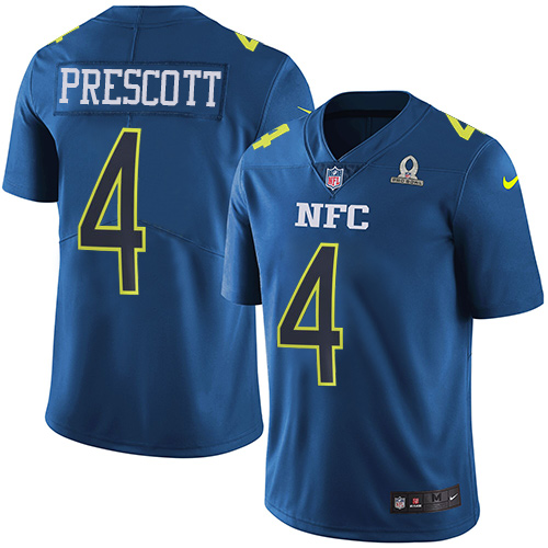 Cowboys #4 Dak Prescott Navy Youth Stitched Limited NFC 2017 Pro Bowl Jersey