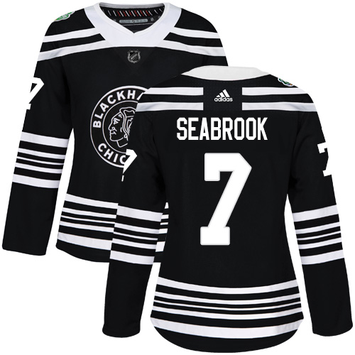 Adidas Chicago Blackhawks #7 Brent Seabrook Black Authentic 2019 Winter Classic Women's Stitched Jersey Womens