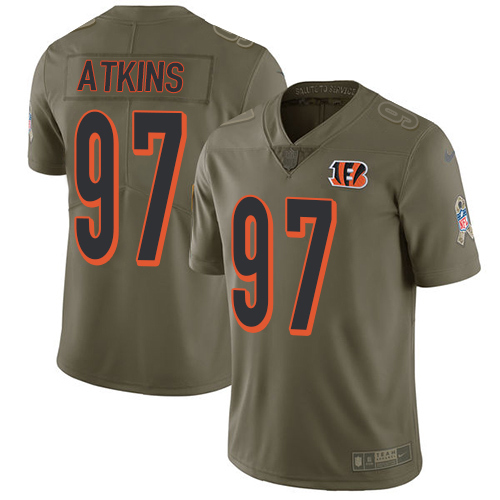 Cincinnati Bengals #97 Geno Atkins Olive Men's Stitched Limited 2017 Salute To Service Jersey Men's