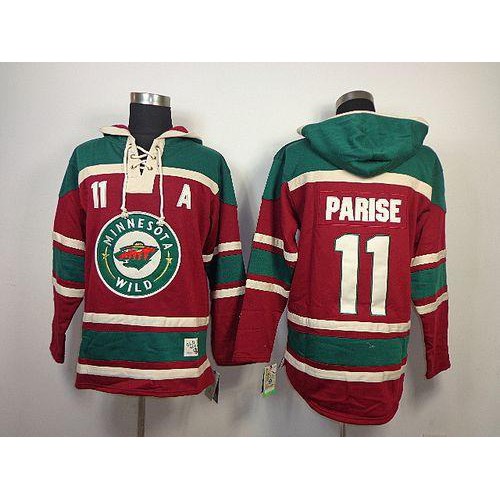 Minnesota Wild #11 Zach Parise Red Sawyer Hooded Sweatshirt Stitched Jersey Men's