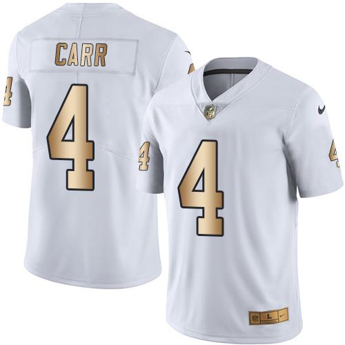 Raiders #4 Derek Carr White Youth Stitched Limited Gold Rush Jersey