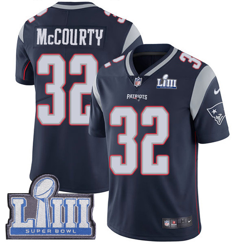 Patriots #32 Devin McCourty Navy Blue Team Color Super Bowl LIII Bound Men's Stitched Vapor Untouchable Limited Jersey