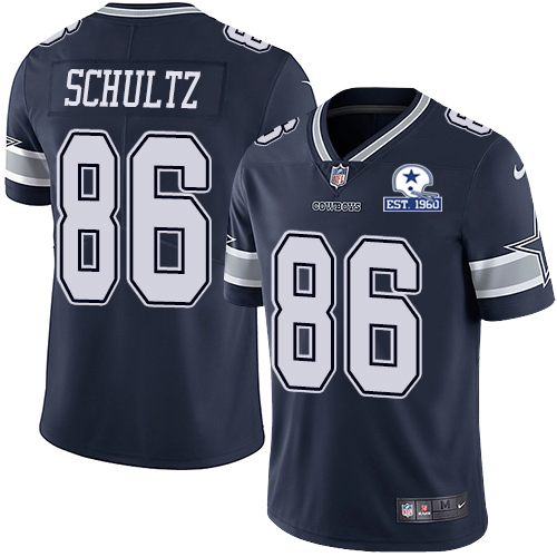 Dallas Cowboys #86 Dalton Schultz Navy Blue Team Color Men's Stitched With Established In 1960 Patch Vapor Untouchable Limited Jersey Men's