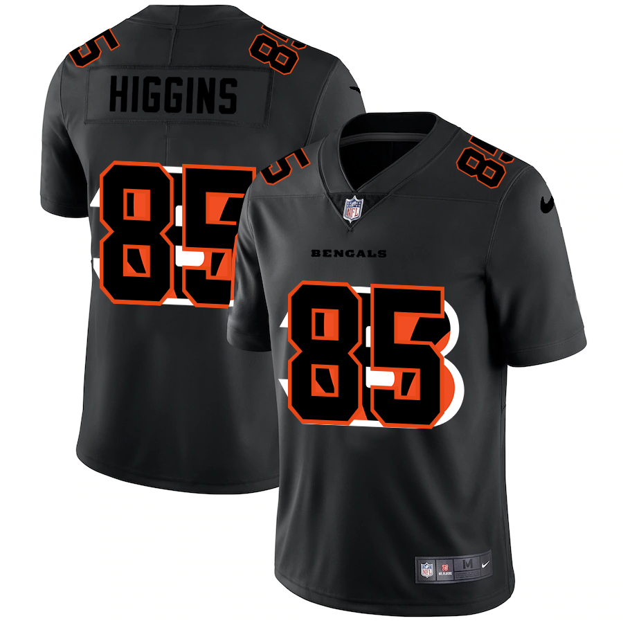 Cincinnati Bengals #85 Tee Higgins Men's Team Logo Dual Overlap Limited Jersey Black