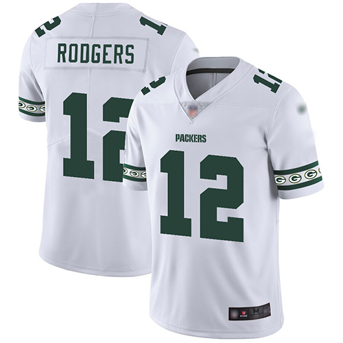 Packers #12 Aaron Rodgers White Men's Stitched Limited Team Logo Fashion Jersey