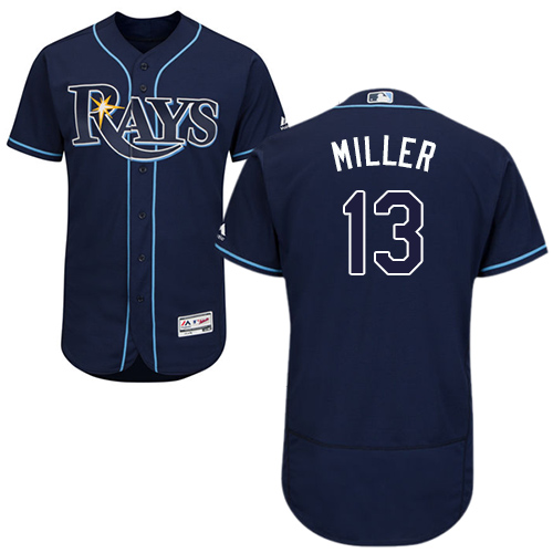 Tampa Bay Rays #13 Brad Miller Dark Blue Flexbase Authentic Collection Stitched Jersey Men's