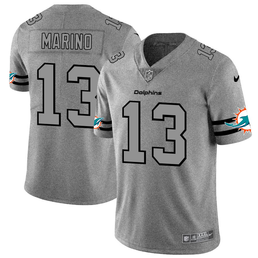 Miami Dolphins #13 Dan Marino Men's Gray Gridiron II Vapor Untouchable Limited Jersey