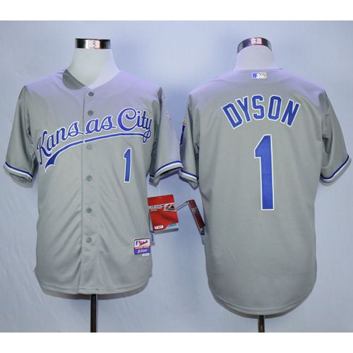 Kansas City Royals #1 Jarrod Dyson Grey Cool Base Stitched Jersey Men's