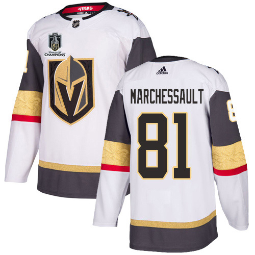 Adidas Golden Knights #81 Jonathan Marchessault White Road 2023 Stanley Cup Champions Authentic Stitched Jersey