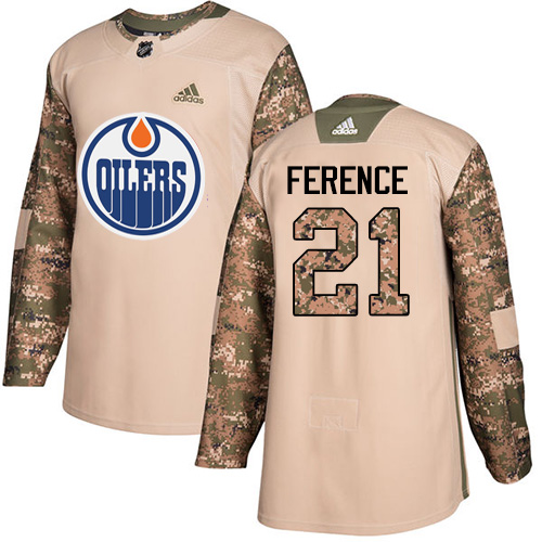 Adidas Edmonton Oilers #21 Andrew Ference Camo Authentic 2017 Veterans Day Stitched Jersey Men's