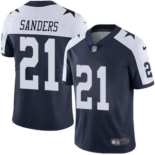 Cowboys #21 Deion Sanders Navy Blue Thanksgiving Men's Stitched Vapor Untouchable Limited Throwback Jersey