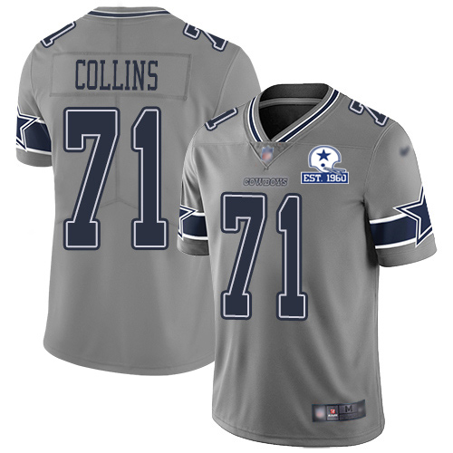 Dallas Cowboys #71 La'el Collins Gray Men's Stitched With Established In 1960 Patch Limited Inverted Legend Jersey Men's