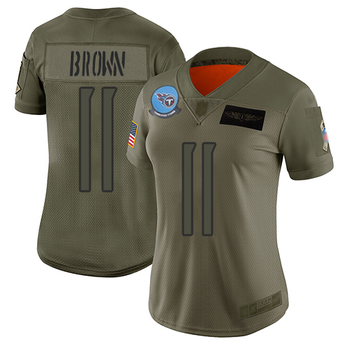 Tennessee Titans #11 A.J. Brown Camo Women's Stitched Limited 2019 Salute to Service Jersey Womens
