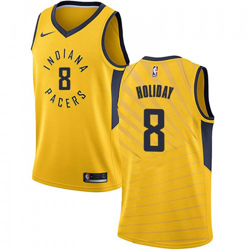 Indiana Pacers #8 Justin Holiday Gold Swingman Statement Edition Jersey Mens