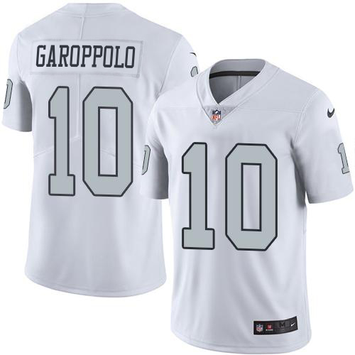 Raiders #10 Jimmy Garoppolo White Youth Stitched Limited Rush Jersey