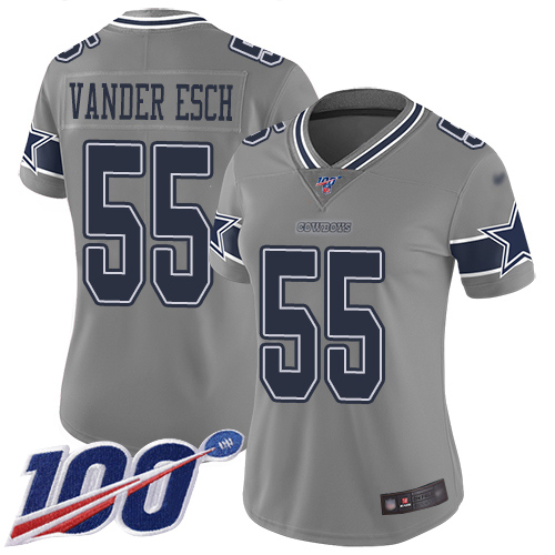 Cowboys #55 Leighton Vander Esch Gray Women's Stitched Limited Inverted Legend 100th Season Jersey