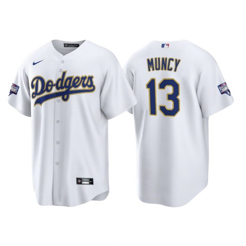 Los Angeles Los Angeles Dodgers #13 Max Muncy Men's 2021 Gold Program World Series Champions Jersey Whtie Men's