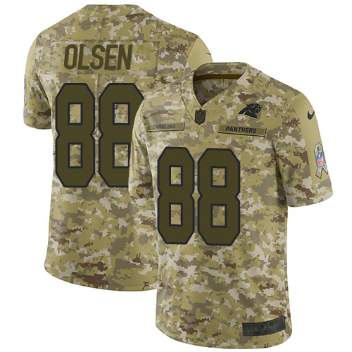 Carolina Panthers #88 Greg Olsen Camo Youth Stitched Limited 2018 Salute to Service Jersey Youth