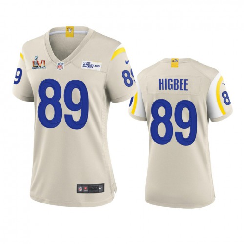 Los Angeles Los Angeles Rams #89 Tyler Higbee Women's Super Bowl LVI Patch Game Jersey - Bone Womens