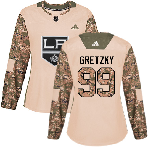 Adidas Los Angeles Kings #99 Wayne Gretzky Camo Authentic 2017 Veterans Day Women's Stitched Jersey Womens