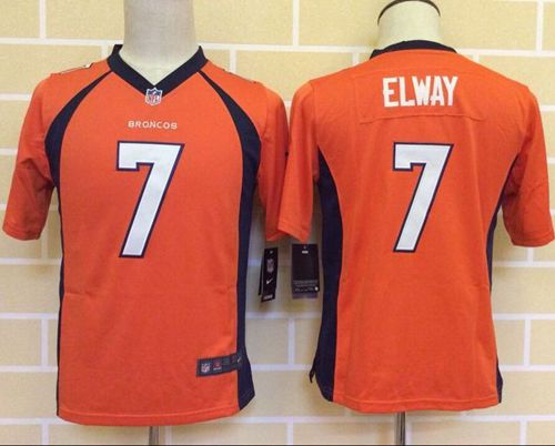Broncos #7 John Elway Orange Team Color Youth Stitched New Elite Jersey