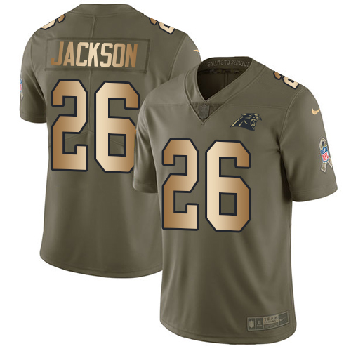 Carolina Panthers #26 Donte Jackson Olive/Gold Youth Stitched Limited 2017 Salute to Service Jersey Youth