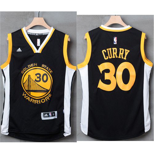 Golden State Warriors #30 Stephen Curry Black/White Stitched Jersey Mens