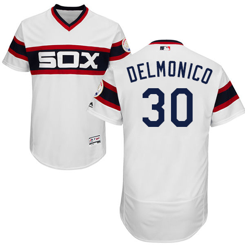Chicago White Sox #30 Nicky Delmonico White Flexbase Authentic Collection Alternate Home Stitched Jersey Men's