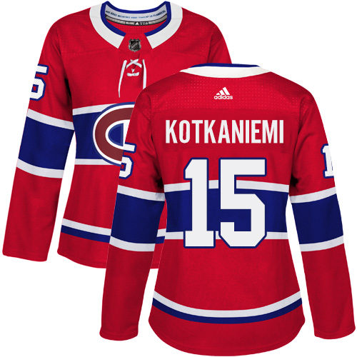 Adidas Montreal Canadiens #15 Jesperi Kotkaniemi Red Home Authentic Women's Stitched Jersey Womens
