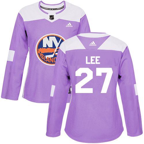 Adidas New York Islanders #27 Anders Lee Purple Authentic Fights Cancer Women's Stitched Jersey Womens