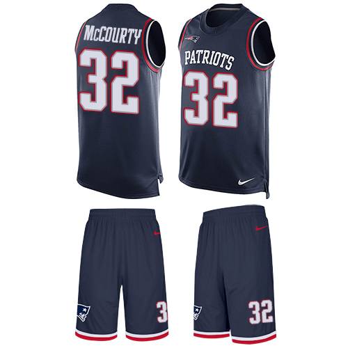 Patriots #32 Devin McCourty Navy Blue Team Color Men's Stitched Limited Tank Top Suit Jersey