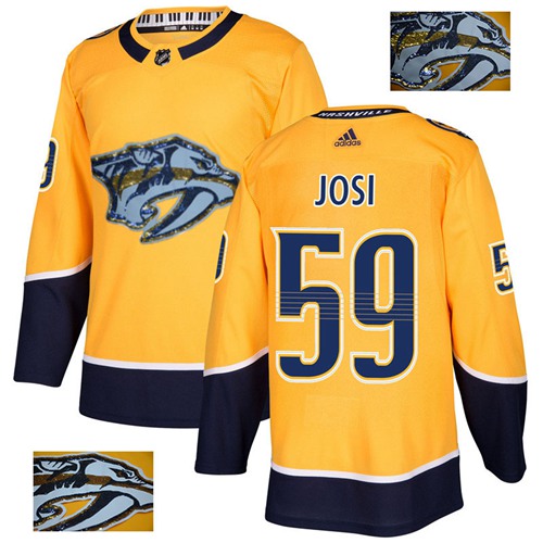 Adidas Nashville Predators #59 Roman Josi Yellow Home Authentic Fashion Gold Stitched Jersey Men's