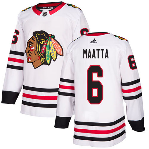 Adidas Chicago Blackhawks #6 Olli Maatta White Road Authentic Stitched Jersey Men's