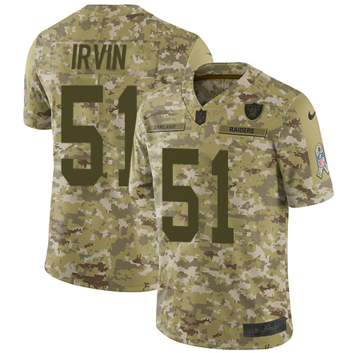 Las Vegas Raiders #51 Bruce Irvin Camo Men's Stitched Limited 2018 Salute To Service Jersey Men's