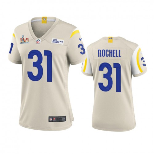Los Angeles Los Angeles Rams #31 Robert Rochell Women's Super Bowl LVI Patch Game Jersey - Bone Womens