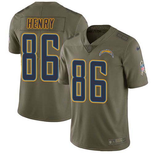 Los Angeles Chargers #86 Hunter Henry Olive Men's Stitched Limited 2017 Salute to Service Jersey Men's