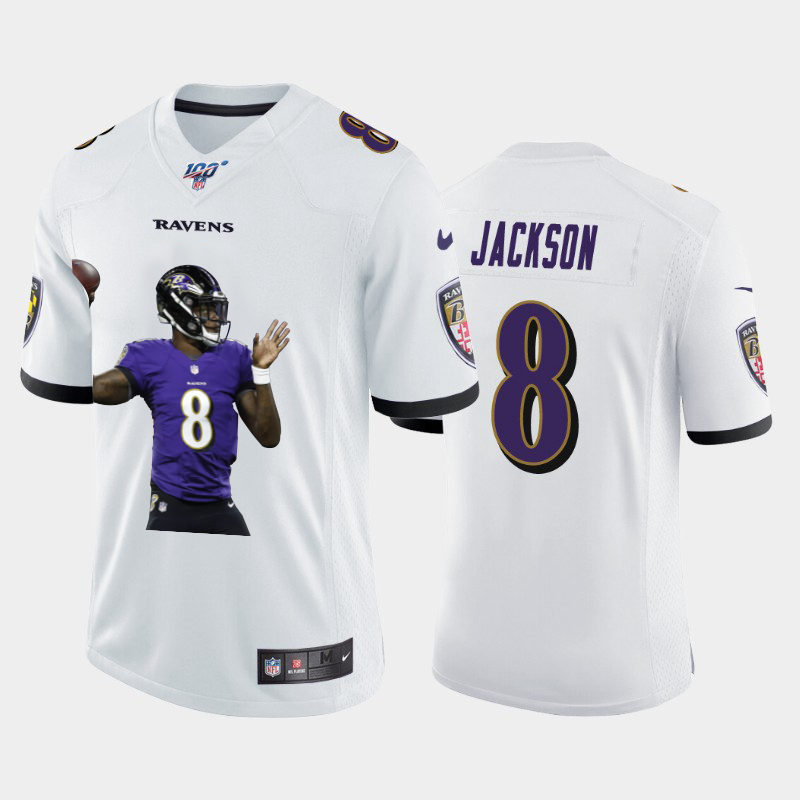 Baltimore Ravens #8 Lamar Jackson Team Hero Vapor Limited 100 Jersey White